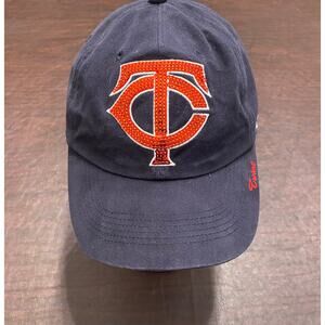 Minnesota Twins Womens Adjustable Hat Navy Sequin TC Logo MLB Baseball Cap Faded